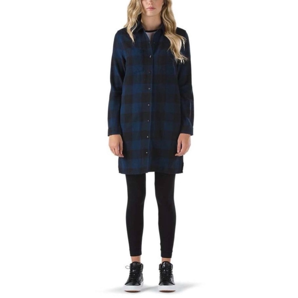 Vans Brigade Blue Plaid Midi Dress
